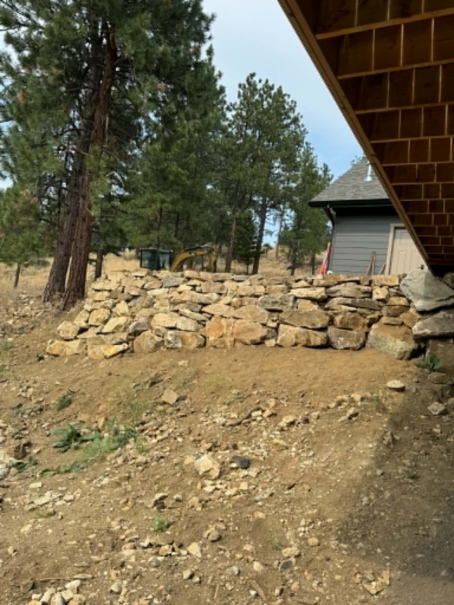 Rock wall and excavation work